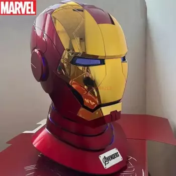 Электронный шлем Marvel Железный человек Mk5 1:1, автоматический шлем с голосовым управлением, Мстители Mk5, косплей со светодиодной подсветкой, близко, Железный человек, подарки