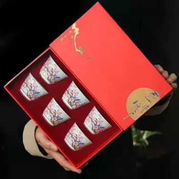 Эмалированная Цветная Керамическая картина, Золотая чайная чашка, чайная чаша, одна чашка, владелец, одна чашка, чайная чашка кунг-фу, подарочная коробка