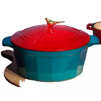 Эмалированная кастрюля Pull, чугунная кастрюля для тушения, 25 см, кастрюля для супа, кастрюля, бытовая кастрюля с пароваркой газовая, индукционная плита 4L