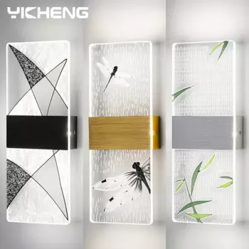 Эмалированный акриловый светодиодный настенный светильник в китайском стиле для помещения, 6 Вт, прикроватные светильники, современный бра, лампа для спальни, гостиной, прохода AC85-265V