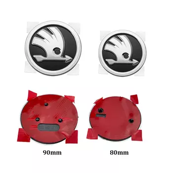 Эмблема из АБС-пластика 80 мм 90 мм для Skoda Fabia 1 2 Octavia a7 RS Superb Rapid Yeti Karoq Vision, наклейка на переднюю и заднюю дверь автомобиля