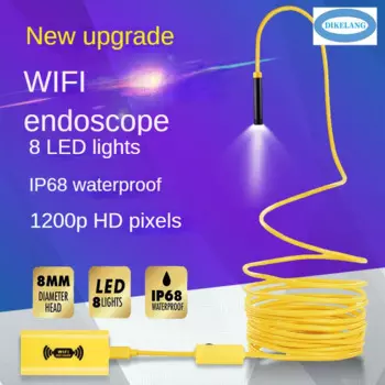 Эндоскоп для телефона, 1200P, высокое разрешение, 5 м, для iOS и Wi-Fi