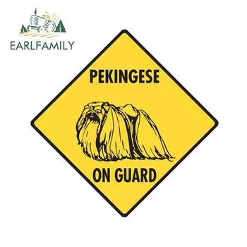 Эрл Семья 13 см x 12,8 см для пекинеса на страже автомобиля и наклейки на автомобиль Водонепроницаемый Семья Творческий устойчивые к появлению царапин оконная наклейка
