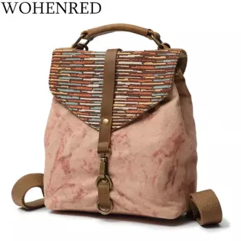 Этнические холщовые рюкзаки для женщин, школьная сумка на плечо, винтажный дорожный рюкзак, рюкзак для девочек, школьный рюкзак