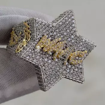 JEWE модное Лидер продаж Iced Out VVS Lab с бриллиантами в форме звезды, муассанит в стиле хип-хоп, мужское кольцо из стерлингового серебра 925 пробы