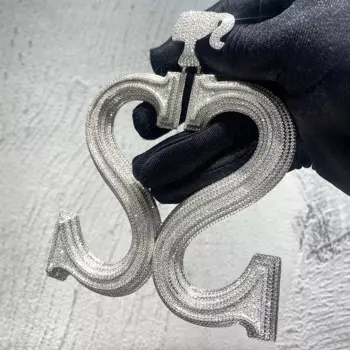 JEWE пользовательская симметричная S подвеска 925 пробы Серебряная белая Золотая Муассанит бриллиант хип-хоп полный набор Мужская Ювелирная цепочка