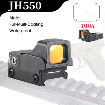 JH550 3MOA мини красный точечный прицел отражающий Параллакс без красной точки Регулировка нулевой металлический коллиматорный оптический прицел с 20 мм рельсовым креплением