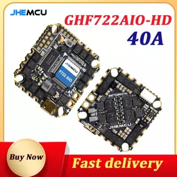 JHEMCU GHF722AIO-HD 40A Baro OSD BlackBox 5V BEC F722 Контроллер полета BLHELIS 40A 4 в 1 ESC 2-6S для RC FPV Cinewhoop Drone