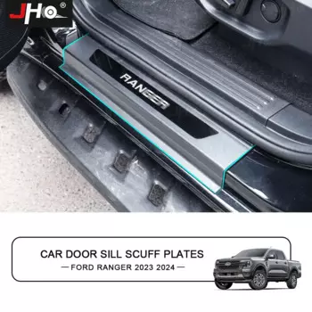 Пластиковая Накладка на порог JHO, защитная накладка для входа педали с логотипом для Ford Ranger 2021 2022 2023 2024, аксессуары