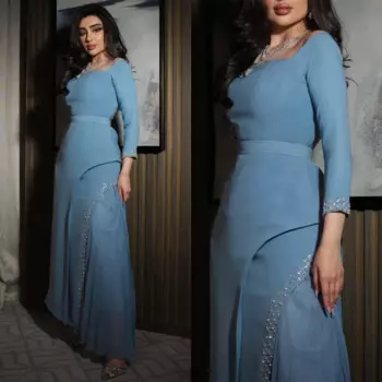 Jiayigong Eleagnt модное платье-футляр с квадратным воротником длиной до щиколотки вечерние платья с длинным рукавом