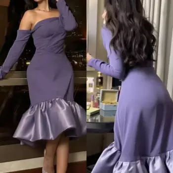 Jiayigong Sparkle Джерси для выпускного вечера с рюшами Клубная русалка с открытыми плечами Платье миди на заказ