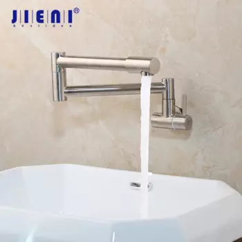 JIENI Матовый никель складной с одной ручкой черный смеситель для раковины для кухни вращающийся смеситель для мытья швабры для бассейна смеситель для холодного крана