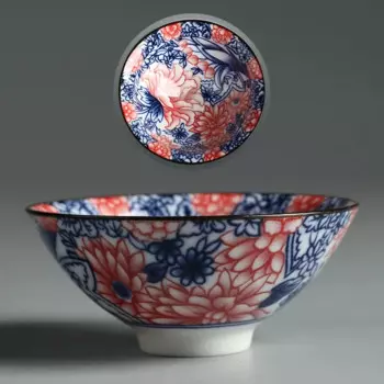 JINGDE CERAMICS Сине-белая чайная чашка из керамики