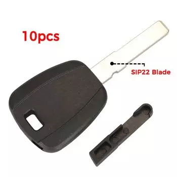Jingyuqin, 10 шт., чехол для ключа Fiat, черный, пустой для Fiat 500 Ducato, транспондер, автомобильный ключ, необрезанный SIP22, замена лезвия
