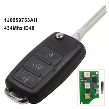 Jingyuqin 10X Автомобильный Дистанционный ключ ID48 для 1J0959753 DA/AH/G для Caddy EOS Jetta Sirocco Tiguantouran Passat Bora Polo Golf Beetle
