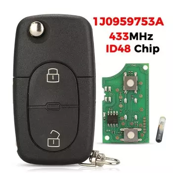 Jingyuqin 1J0 959 753 A 433 МГц Раскладной Дистанционный Автомобильный Ключ ID48 Чип