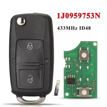 Jingyuqin 1J 0959753 N удаленный автомобильный ключ 433 МГц ID48 для VOLKSWAGEN VW Beetle Bora Golf SEAT Toledo SKODA Octavia 2BTN авто Flip Fob