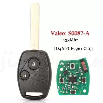 Jingyuqin 2/3/4BTN дистанционный автомобильный ключ N5F-S0087-A 433 МГц ID46 чип для Honda Civic 2006 2007 + автоматический брелок управления 72147-SNB-T010-M2
