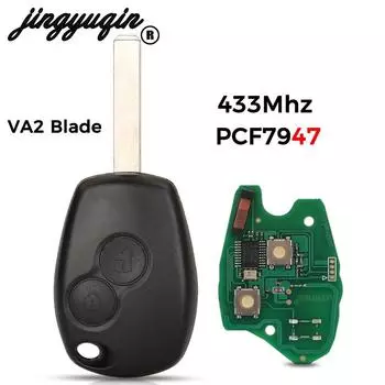 Jingyuqin 2/3 кнопки 433 МГц PCF7947 чип дистанционного ключа автомобиля оболочки для Renault/Kangoo II/Clio III Duster Modus Twingo DACIA Logan