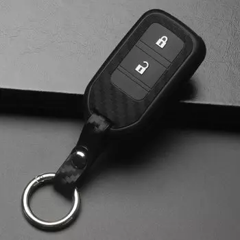 Jingyuqin 2 кнопки для Honda Vezel city civic Jazz BRV BR-V HRV брелок из углеродного волокна, силиконовый чехол для дистанционного ключа автомобиля, держатель