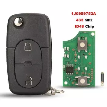 Jingyuqin 2B дистанционный ключ от автомобиля без ключа для VW Volkswagen Golf MK4 Passat 1998, 1999, 2000, 2001 1J 0959753 Полный ключ чипа ID48 433 МГц