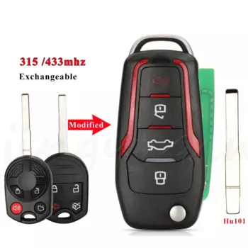 Jingyuqin 315/433 МГц 4D63 модифицированный дистанционный ключ для Ford Escape Focus C-Max Transit F250 F350 F450 F550 OUCD 6000022 CWTWB1U793