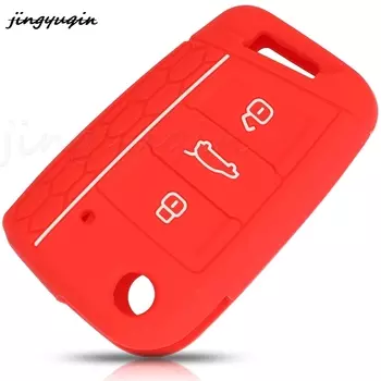 Jingyuqin 3-кнопочный чехол для дистанционного ключа, силиконовый чехол для VW Volkswagen Golf 7 mk7 Skoda Octavia A7, автомобильные аксессуары