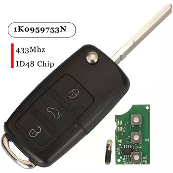 Jingyuqin 3 кнопочный умный телефон 433 МГц ID48 чип 1K0959753N для VW Golf Jetta Tiguan Polo с HU66 Blade 7N5837202