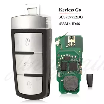 Jingyuqin 3C0959752BG /BA Smart Keyless go дистанционный ключ-брелок от машины 3 кнопки 434 МГц PCF7936 ID46 для VW Passat CC Passat Magotan