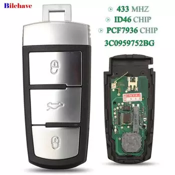 jingyuqin 3C 0959752 BG для VW Volkswagen Passat CC 2006-2014, автомобильный ключ с дистанционным управлением, 433 МГц ID46 PCF7936, чип-брелок 3BTN без ключа Go