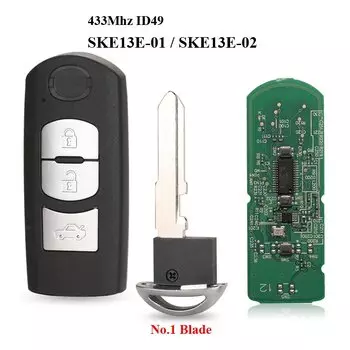 Jingyuqin 433 МГц ID49 2/3 кнопки смарт-ключ подходит для MAZDA CX-3 CX-5 Axela Atenza модель SKE13E-01 SKE13E-02 пульт дистанционного управления для автомобиля