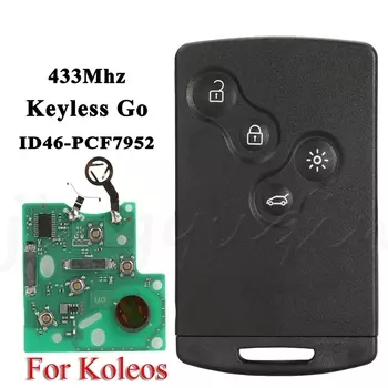 Jingyuqin 4BTN дистанционный автомобильный ключ ID46 PCF7952 433 МГц для Renault Koleos 2009-2016 Hands Free брелок управления смарт-картой без ключа
