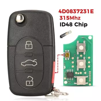 jingyuqin 4D0 837 231 E/K/A/R 315 МГц/433 МГц для Audi A3 A4 A6 A8 TT RS4 Quattro старые модели id48 чип складной автомобильный дистанционный ключ