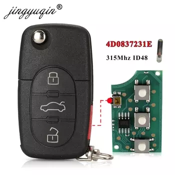 jingyuqin 4D 0837231 E 315 МГц ID48 чип откидной дистанционный ключ для Audi A4 A6 A8 TT 1997-2003 4D0 837 231 E складной ключ управления 4 кнопки