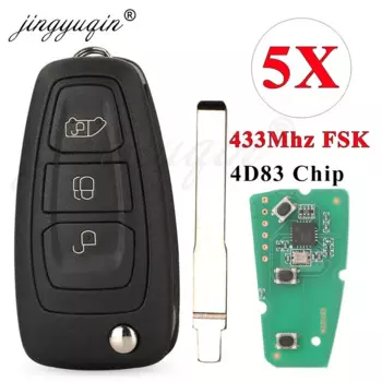 Jingyuqin 5 шт. 3BTN флип-брелок с дистанционным управлением 433 МГц FSK 4D83 для 2013+ FORD TRANSIT CUSTOM MK8 CARGO TOURNEO CUSTOM Focus MK3 Ranger