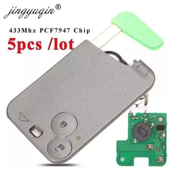 Jingyuqin 5 шт./лот бесключевой смарт-карта дистанционный ключ для Renault Laguna Espace PCF7947 чип 433 МГц 2 кнопки смарт-брелок