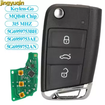 Jingyuqin автомобильный брелок сигнализации без ключа Go MQB48 315 МГц для VW TIGUAN POLO CRAFTER 2019 HU162T HU66 Blade 5G6959752AN 5G6959753AE/BH