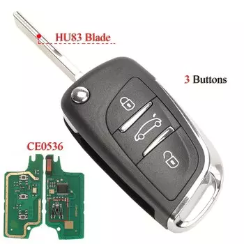Jingyuqin CE0536 2/3 кнопочный модифицированный откидной автомобильный ключ для Peugeot Partner 307 308 407 408 3008 ASK/FSK 433 МГц PCF7961 HU83/VA2
