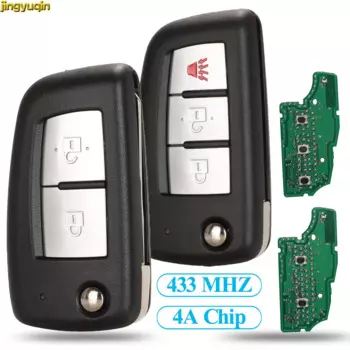 Откидной дистанционный ключ Jingyuqin CWTWB1G767 433 МГц 4A PCF7952E для Nissan Qashqai J11 Pulsar C13 Juke F15 X-Trail T32 Sylphy Rogue