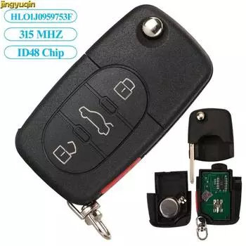 Jingyuqin дистанционный ключ-брелок от машины Control 315MHZ ID48 Chip для Volkswagen VW Jetta Passat Beetle Golf 1997-2001 HLO1J0959753F 4B