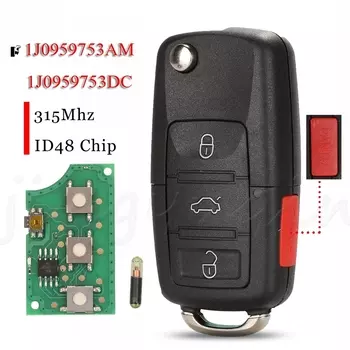 Jingyuqin для VW Beetle Golf Passat Jetta откидной ключ автомобильный дистанционный ключ вход передатчик Fob 315 МГц ID48 1J0959753AM 1J0959753DC