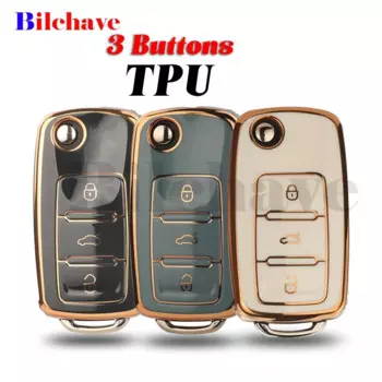 Jingyuqin для VW VVolkswagen Golf 4 5 6 Jetta MK4 Bora Passat Polo Bora Touran Skoda Seat 3-кнопочный чехол из ТПУ для автомобильного ключа