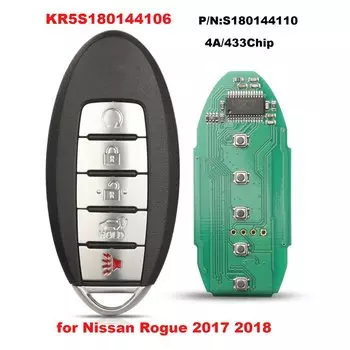 jingyuqin KR5S 180144106 С 180144110 Для Nissan Rogue 2017 2018 4AChip 433 МГц дистанционный автомобильный ключ без ключа Go Smart 5 кнопки