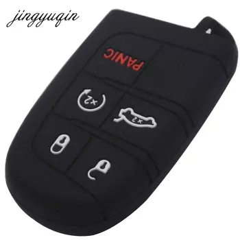 Jingyuqin силиконовый чехол для ключей от машины для JEEP Grand Cherokee Dodge JCUV dart Journey Chrysler 300C Fiat 5 кнопочный чехол дистанционного брелока