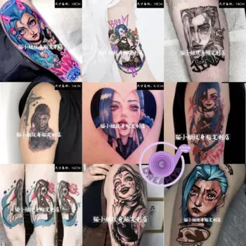 Jinx LOL татуировка наклейка модная крутая временная водостойкая поддельная флэш-тату наклейка косплей реквизит аксессуар Хэллоуин вечерние