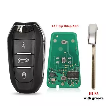 Jinyuqin умный ключ без ключа с дистанционным управлением 3 кнопки 433 МГц 4A PCF7945 ID46 чип для Peugeot 308 408 508 5008 Аварийный ключ HU83/VA2