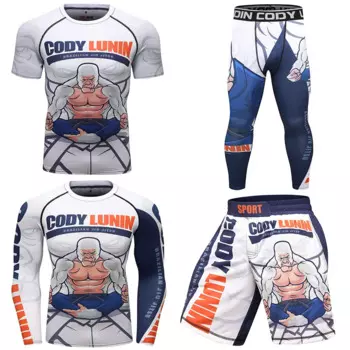 Jiu Jitsu Rashguard мужской майка MMA + шорты брюки для мужчин бразильский Grappling Bjj боксерская одежда