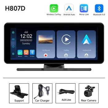 JIUYIN 6,86-дюймовый универсальный автомобильный радиоплеер, беспроводной CarPlay Android Auto, мультимедийное видео, GPS-навигация, сенсорный экран, Bluetooth