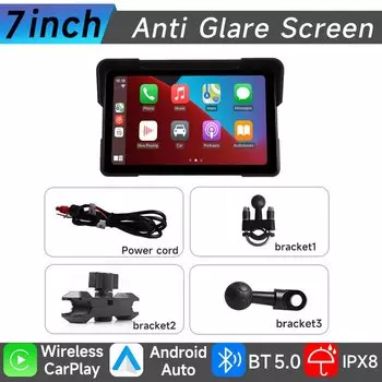 Jiuyin 7-дюймовый мотоцикл беспроводной Apple Carplay Android Auto портативный навигационный GPS-экран Ipx7 водонепроницаемый дисплей Bluetooth