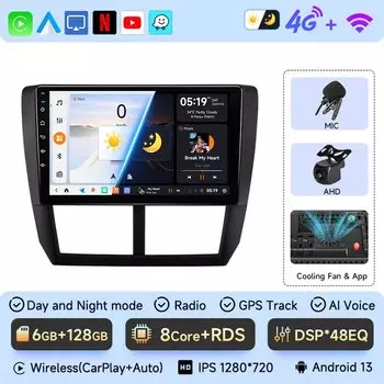 JIUYIN Android 13 Carplay Автомагнитола для Subaru Forester 3 SH 2007-2013 для Impreza GH GE 2 Din мультимедийный плеер 2 din головное устройство